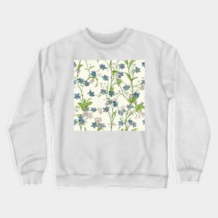 Vintage Floral Romantic Blue Forget Me Not Flower Design Crewneck Sweatshirt